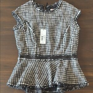 NWT Rebecca Taylor Tweed Peplum Top size 12